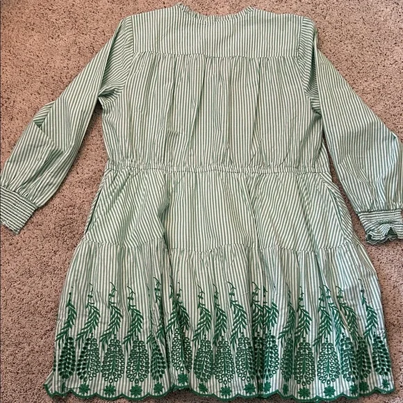 Lands' End Green Striped Dress with Floral Hem - Picture 7 of 12